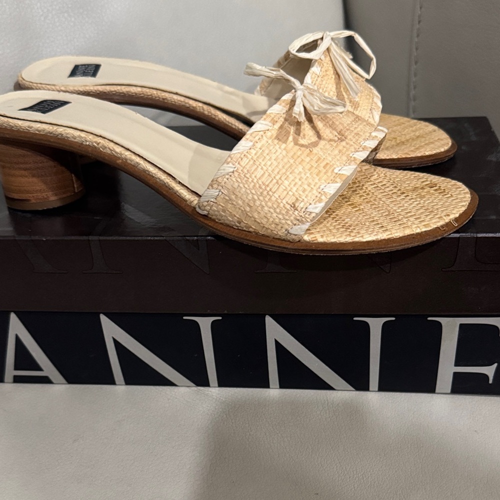 Anne Klein Natural Woven Mules